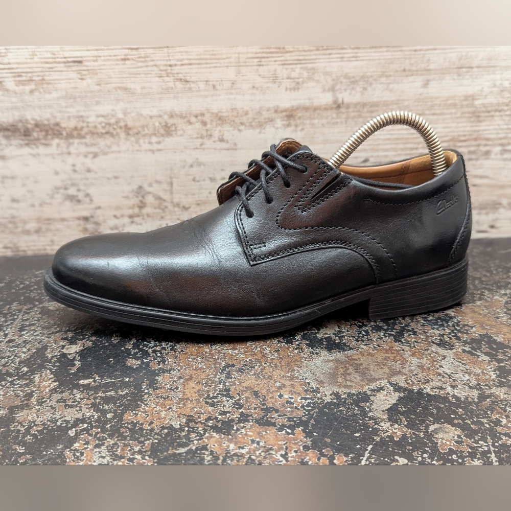 Mens Clarks Collection Oxford Shoes Sz 7.5 Used Black Leather 